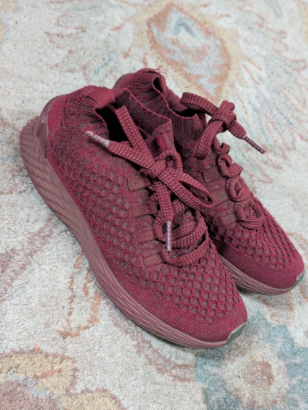 Nobull Diamond Knit Women's Knit Athletic Sneakers - Burgundy